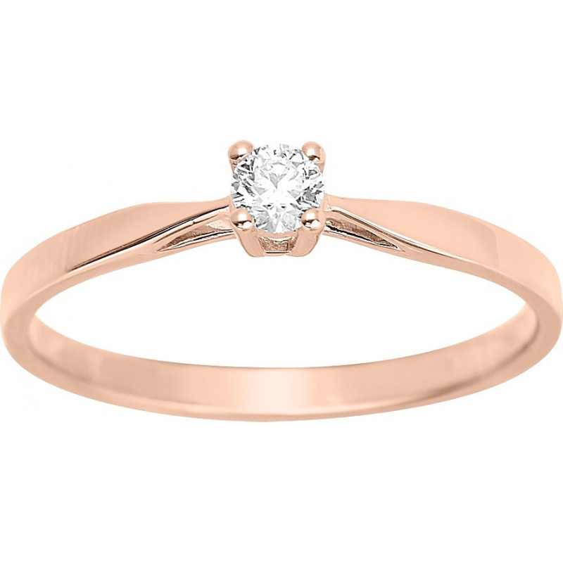 Bague Solitaire OR Rose 750 ml Diamant