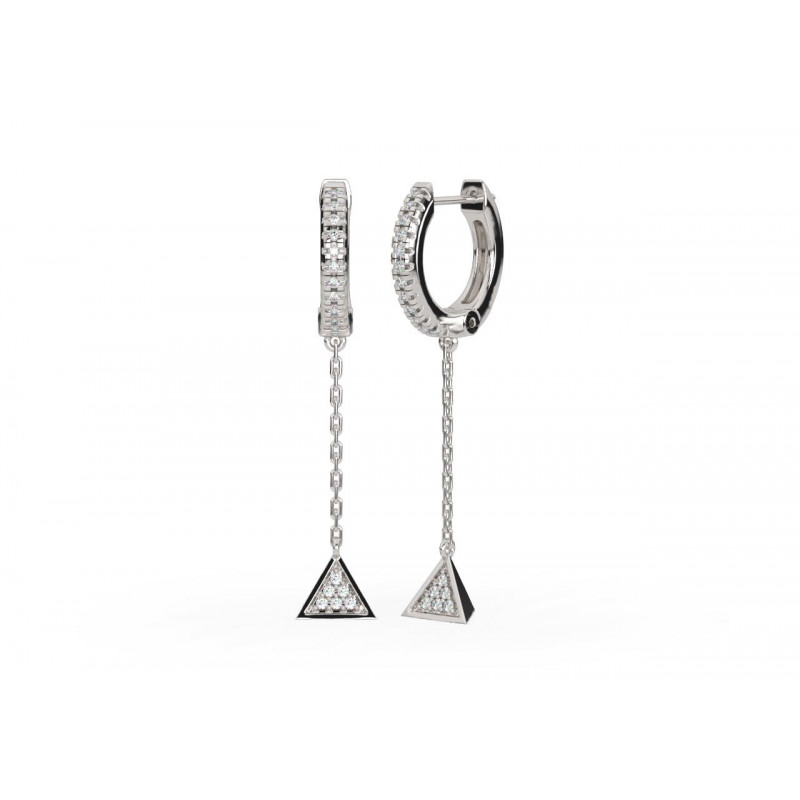 Boucles d'oreilles OR Blanc 750 ml Diamants