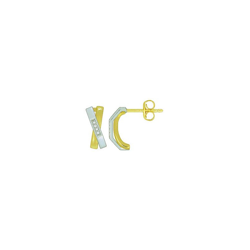 Boucles d'oreilles OR Blanc et Jaune 750 ml Diamants