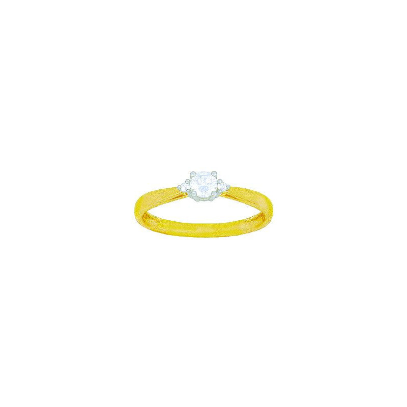 Bague Solitaire accompagné OR Jaune et Blanc 750 ml Diamants