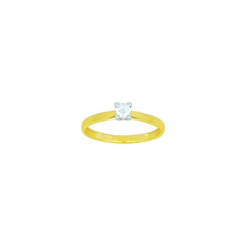 Bague Solitaire OR Jaune et Blanc 750 ml Diamant