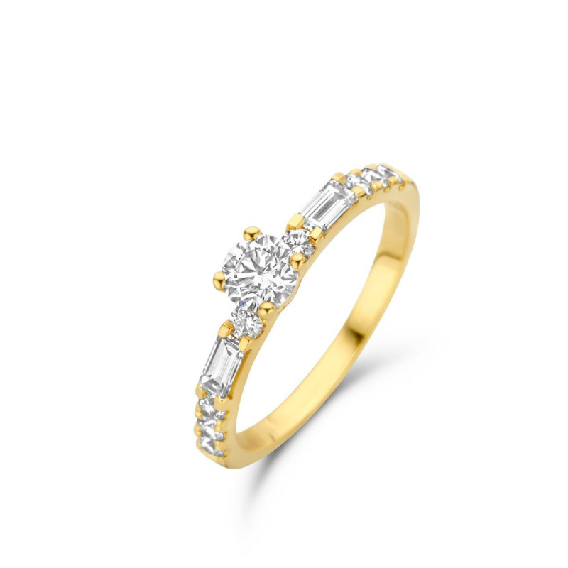 Bague Solitaire Accompagné OR Jaune 750 ml Diamants