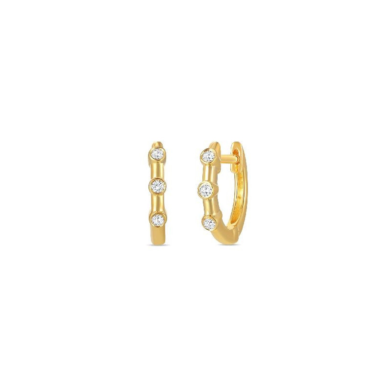 Boucles d'oreilles Créoles OR Jaune 750 ml Diamants