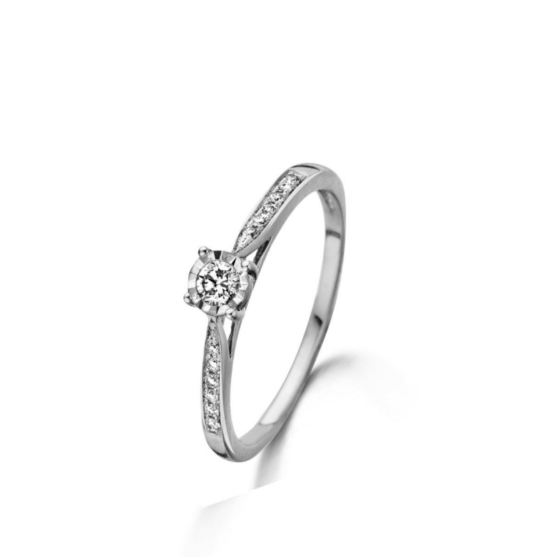 Bague Solitaire OR Blanc 750 ml Diamants