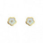 Boucles d'oreilles OR Jaune 750 ml Fleur Nacre et l'oxyde de zirconium