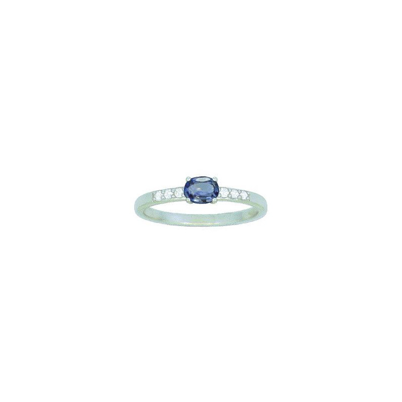 Bague OR Blanc 750 ml Diamants et Saphir