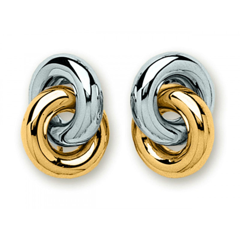 Boucles d'oreilles OR Jaune et Blanc 750 ml