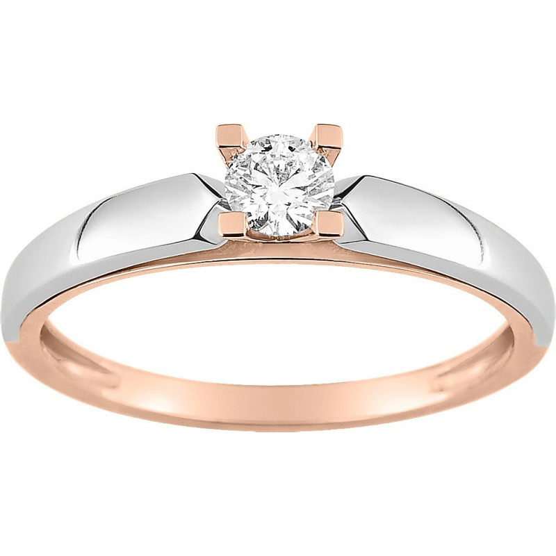 Bague Solitaire OR Blanc et Rose 750 ml Diamant