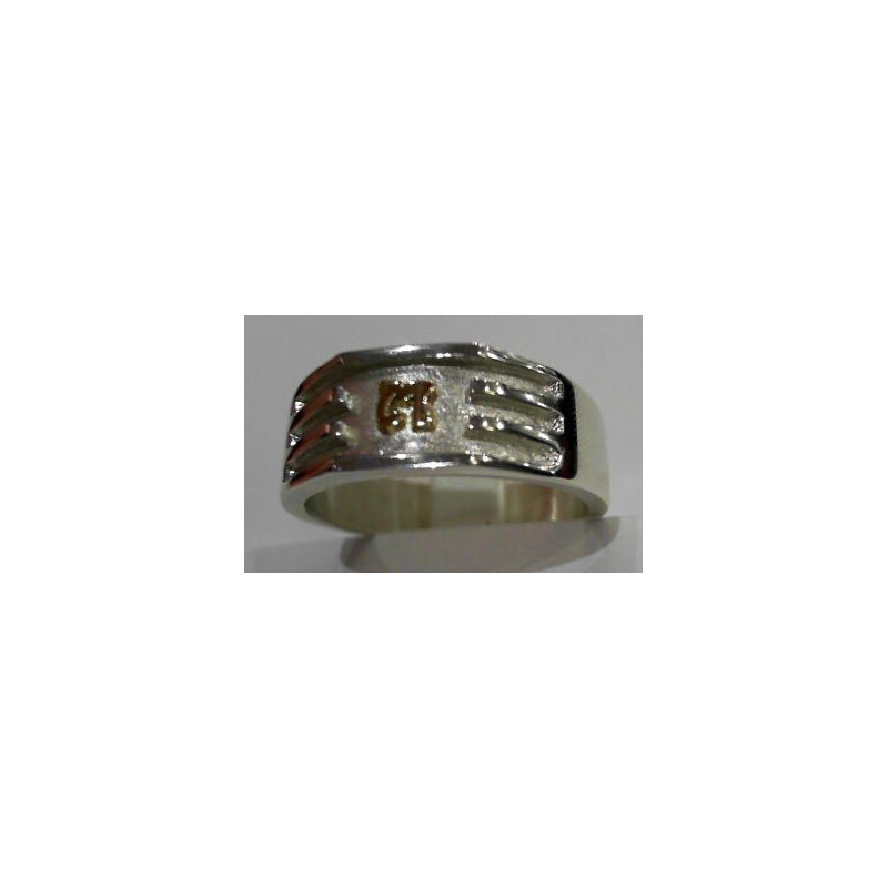 Bague Chevalière Argent 925 ml et Initiales OR Jaune 750 ml