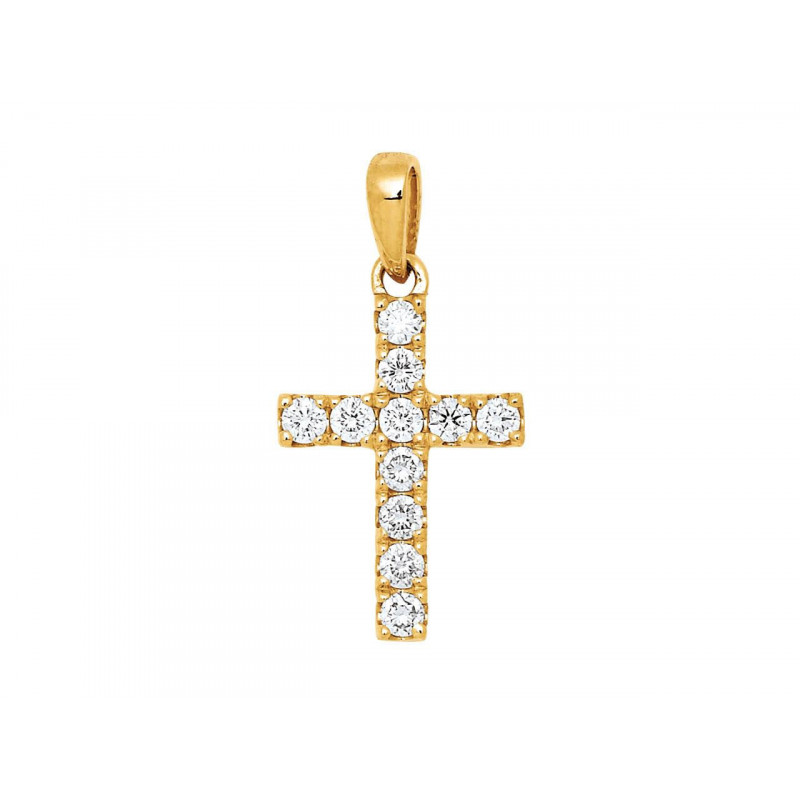 Pendentif Croix OR Jaune 750 ml Diamants