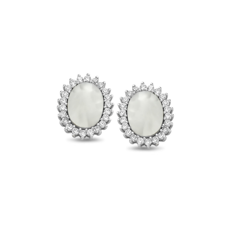 Boucles d'oreilles NAIOMY Argent 925 ml Zirconium et Nacre