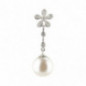 Pendentif OR Blanc 750 ml Diamants & Perle d'Eau douce