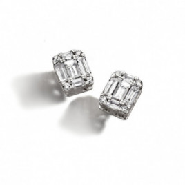 Boucles d'oreilles OR Blanc 750 ml Diamants