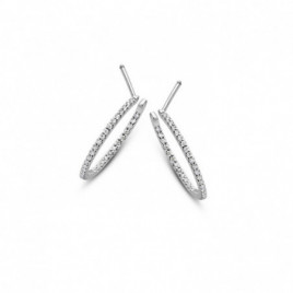 Boucles d'oreilles Créoles OR Blanc 750 ml Diamants