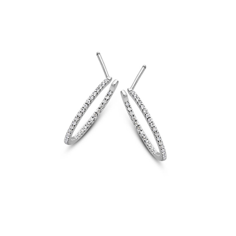 Boucles d'oreilles Créoles OR Blanc 750 ml Diamants