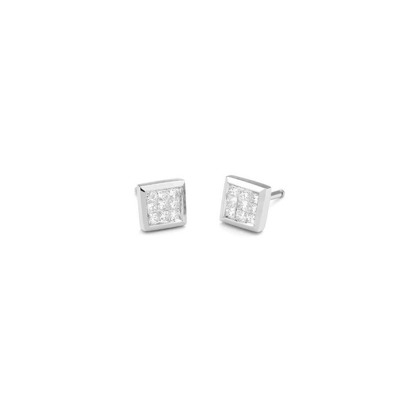 Boucles d'oreilles OR Blanc 750 ml Diamants