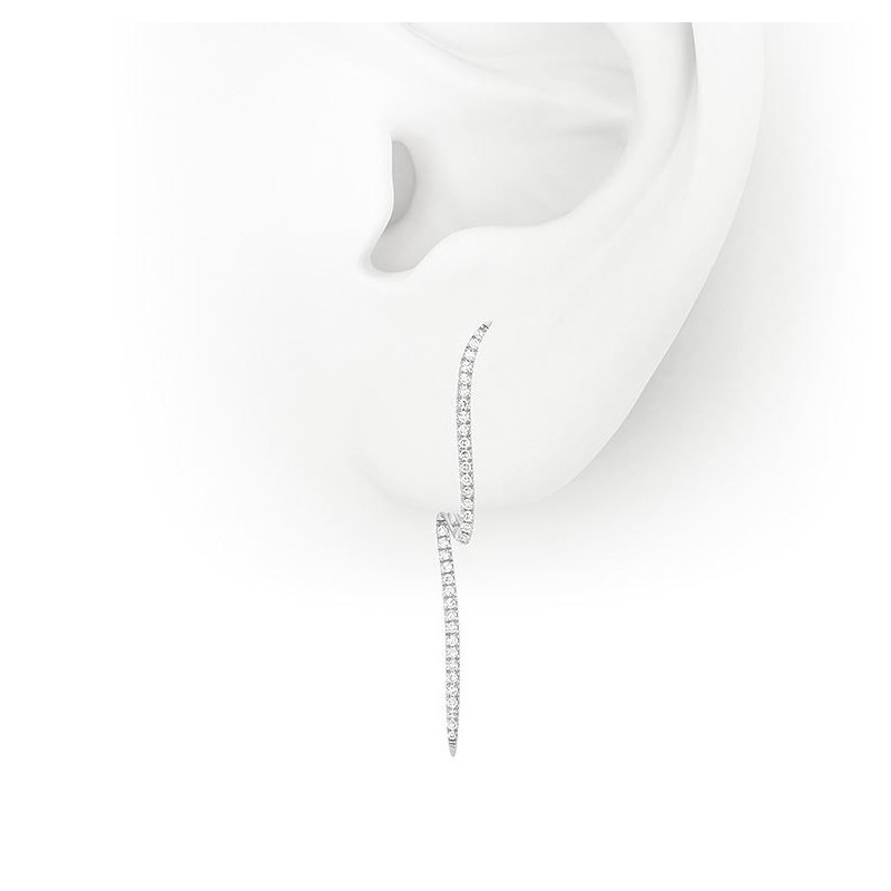 Boucles d'oreilles OR Blanc 750 ml Diamants