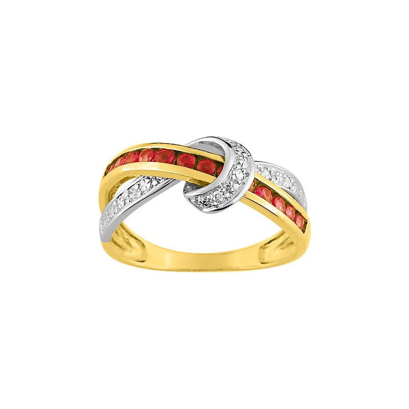 Bague OR Jaune et Blanc 750 ml Diamants & Rubis