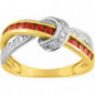 Bague OR Jaune et Blanc 750 ml Diamants & Rubis