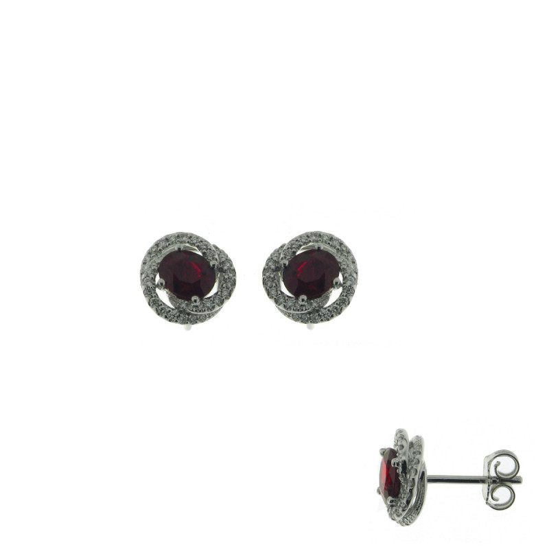 Boucles d'oreilles OR Blanc 750 ml Diamants et Rubis