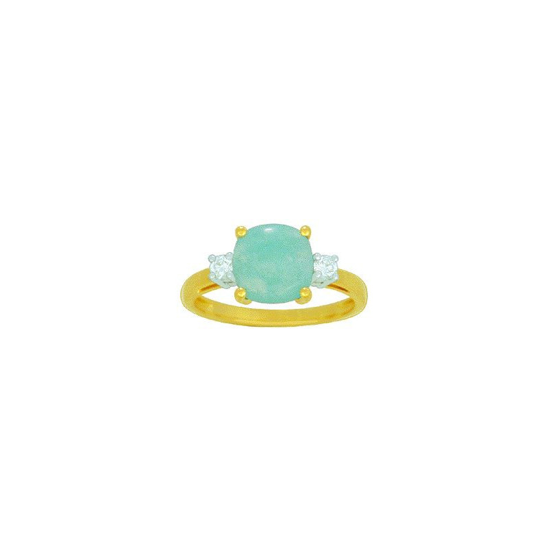 Bague OR Jaune 750 ml Diamants et Amazonite