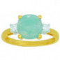 Bague OR Jaune 750 ml Diamants et Amazonite