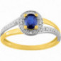 Bague OR Jaune et Blanc 750 ml Diamants & Saphir