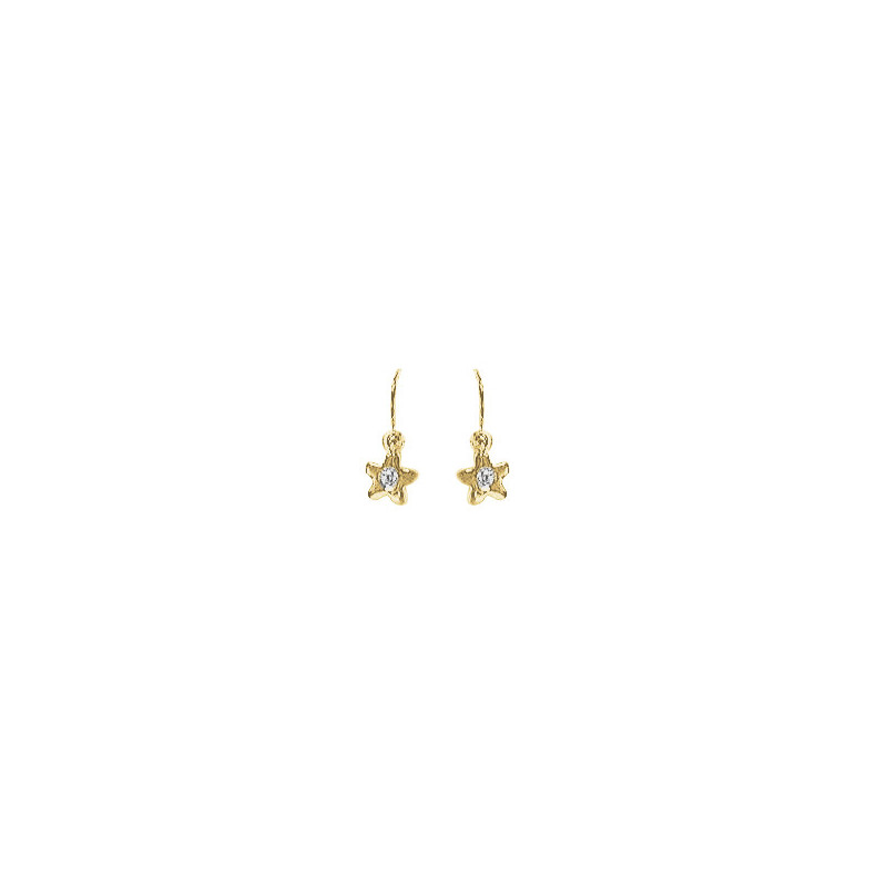 Boucle d'oreilles OR Jaune 750 ml Etoile l'oxyde de zirconium