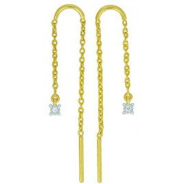 Boucles d'oreilles OR Jaune et Blanc 750 ml Diamants