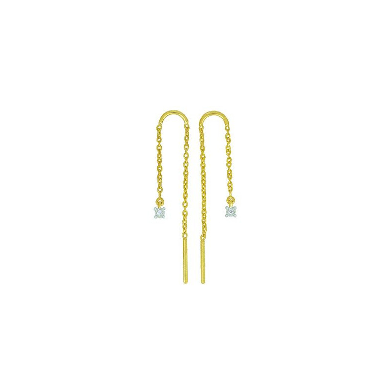 Boucles d'oreilles OR Jaune et Blanc 750 ml Diamants