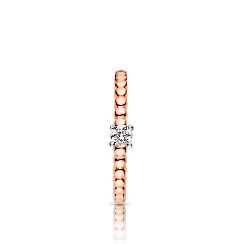 Bague Solitaire OR Rose 750 ml Diamant