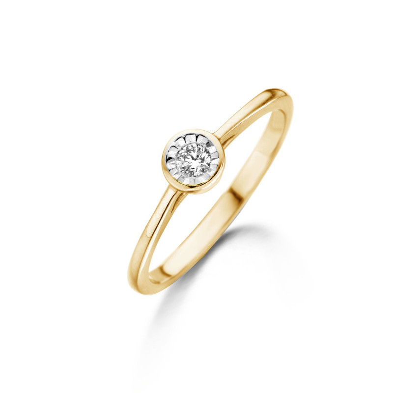 Bague Solitaire OR Jaune 750 ml et OR Blanc 750 ml Diamant