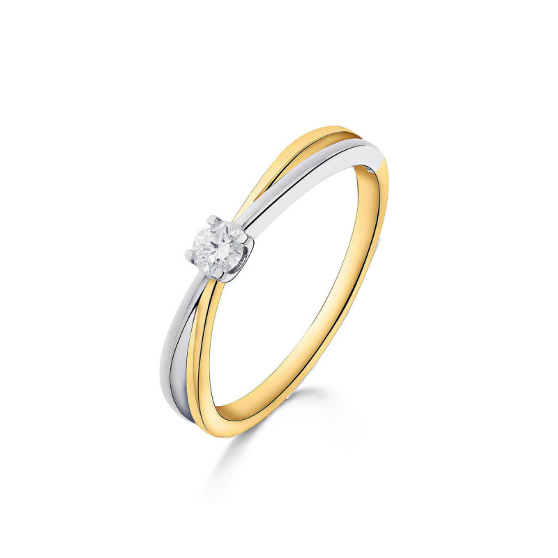 Bague OR Jaune et Blanc 750 ml Diamant