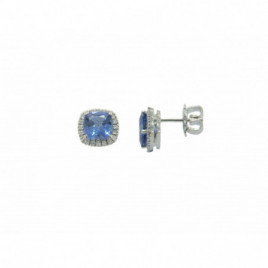 Boucles d'oreilles OR Blanc 750 ml Diamants & Tanzanite