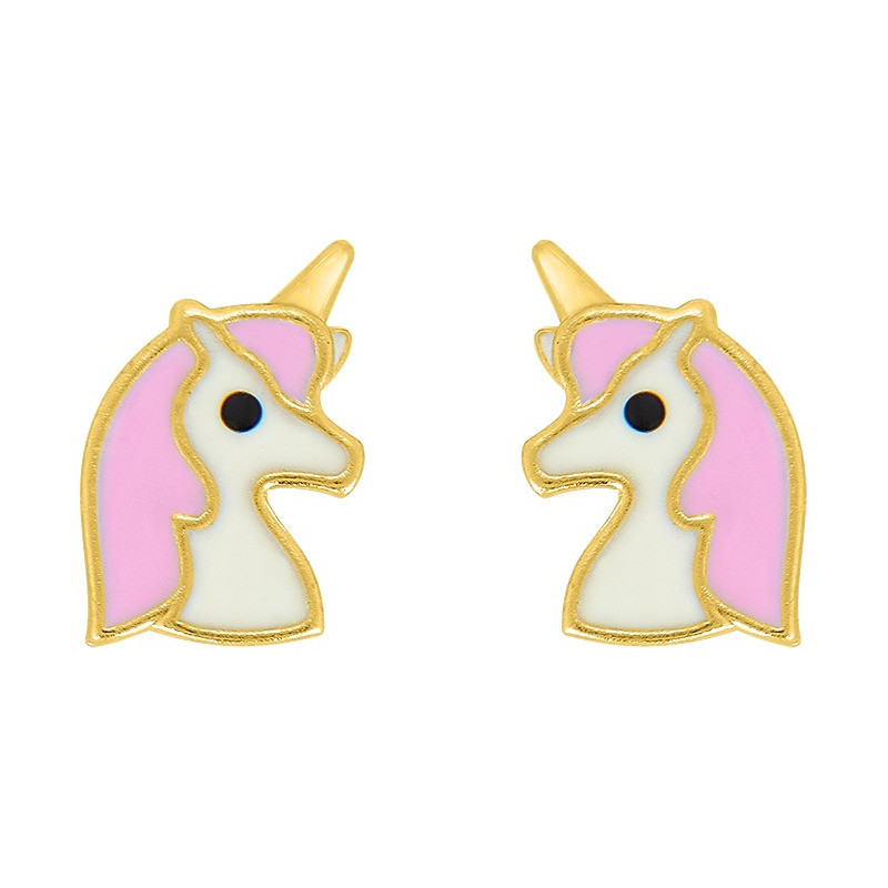 Boucles d'oreilles OR Jaune 750 ml Licorne