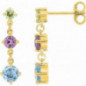 Boucles d'oreilles OR Jaune 750 ml Topaze bleu, Améthyste & Peridot