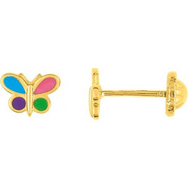 Boucles d'oreilles OR Jaune 750 ml Papillon