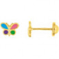 Boucles d'oreilles OR Jaune 750 ml Papillon