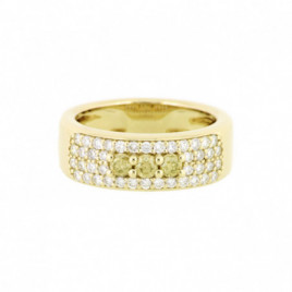 Bague OR jaune 750 ml Diamants Blancs &  Jaunes