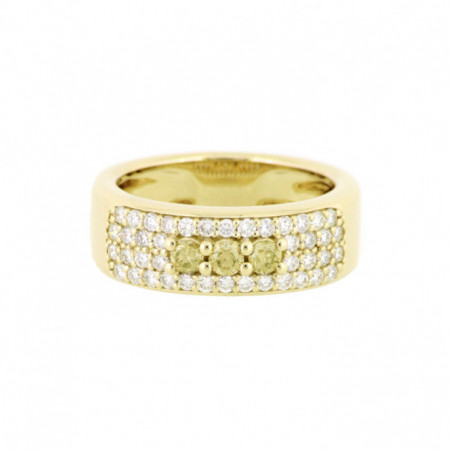 Bague OR jaune 750 ml Diamants Blancs &  Jaunes