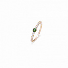 Bague OR jaune 750 ml Diamants & Tourmaline verte