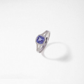 Bague OR Blanc 750 ml Diamants et Tanzanite