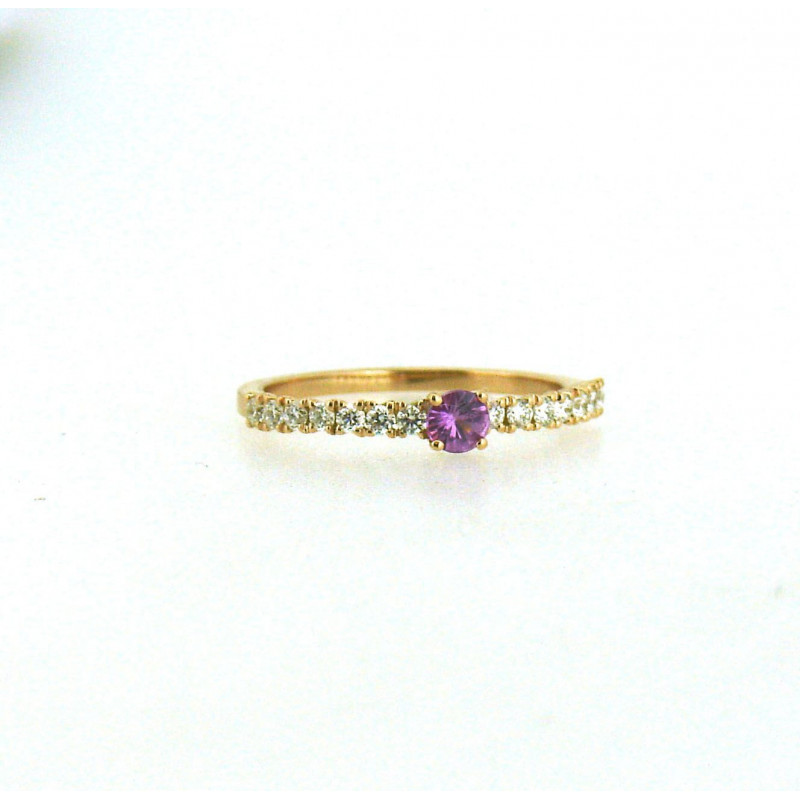 Bague OR Jaune 750 ml Diamants & Saphir violet