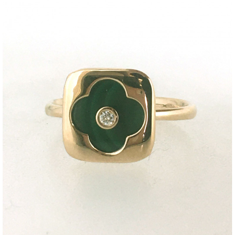 Bague OR Rose 750 ml Diamant & Malachite