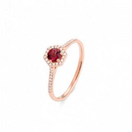 Bague OR Rose 750 ml Diamants & Rhodolite