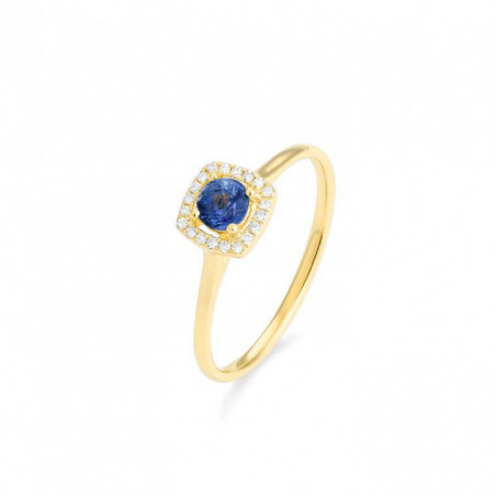 Bague OR Jaune 750 ml Diamants & Saphir