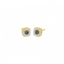 Boucles d'oreilles OR Jaune 750 ml Diamants & Saphir