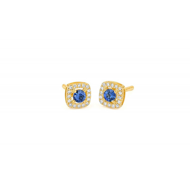 Boucles d'oreilles OR Jaune 750 ml Diamants & Saphir