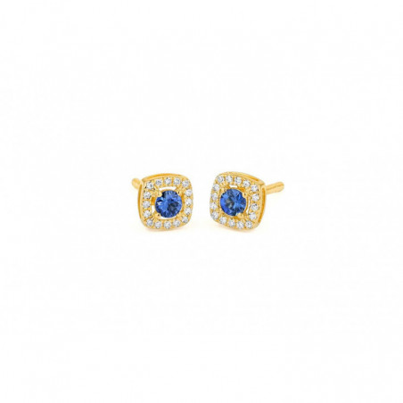 Boucles d'oreilles OR Jaune 750 ml Diamants & Saphir