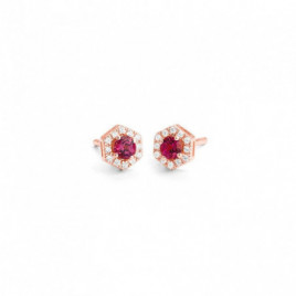 Boucles d'oreilles OR Rose 750 ml Diamants & Rhodolite